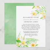 Exotische Aquarel Frangipani Ingekorte Uitnodiging (Voorkant / Achterkant)