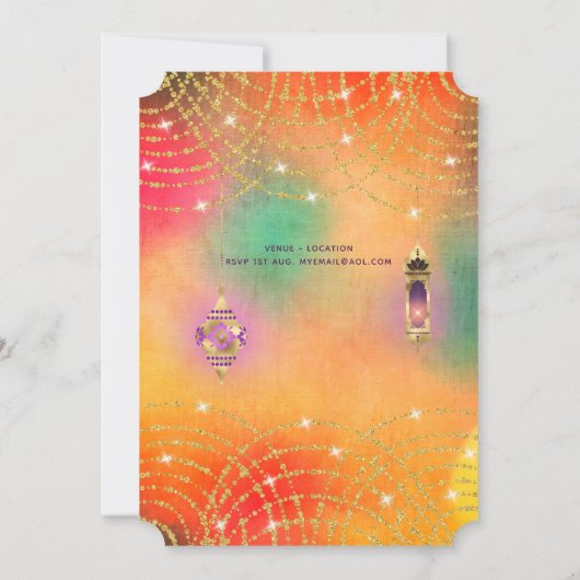 Exotische Arabische Nacht Feest Slingerlampen Lant Kaart (Achterkant)