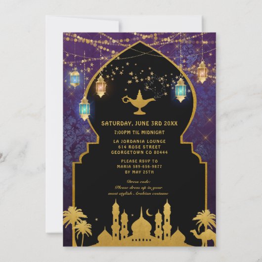 Exotische Arabische Nachtlantaarns Aladdin Quincea Kaart (Achterkant)