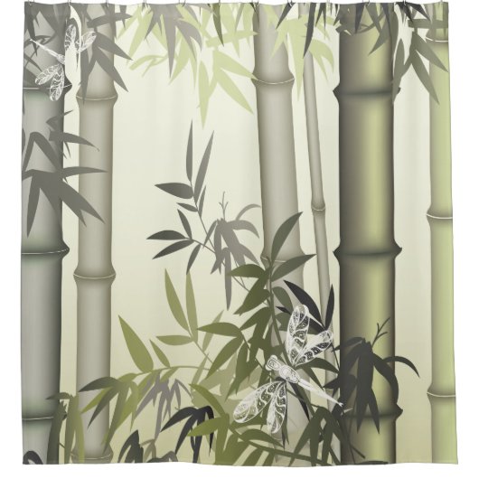 Exotische bamboe en likkerbellen douchegordijn (Voorkant)