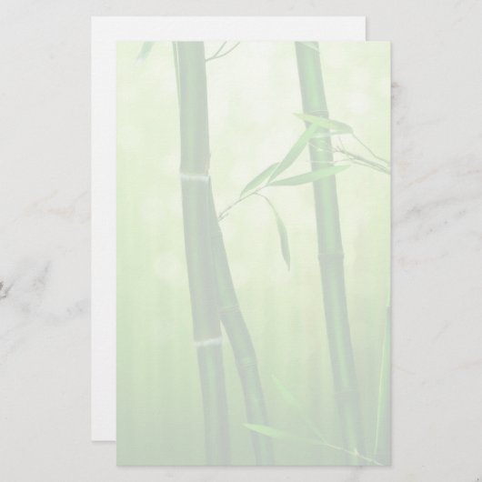 Exotische bamboe stengels en groene gele achtergro briefpapier (Voorkant / Achterkant)