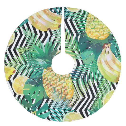 Exotische bananen Citroenen Tropisch Naadloos Kerstboom Rok (Voorkant)