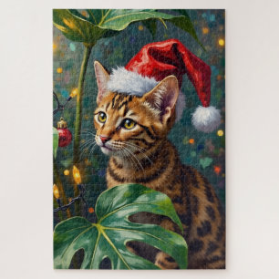 Exotische Bengaalse Kat Jungle Kerstmis Speeltijd Legpuzzel