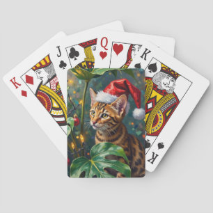 Exotische Bengaalse Kat Jungle Kerstmis Speeltijd  Pokerkaarten