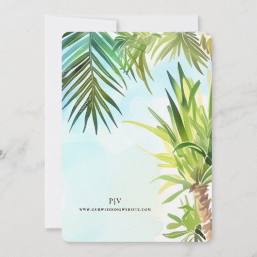 Exotische bestemming bruiloft kaart (Achterkant)
