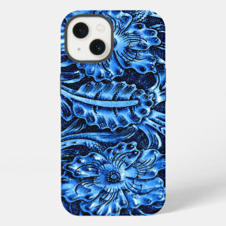 Exotische bewerkt lederen uitstraling | blauw iPhone 13 hoesje