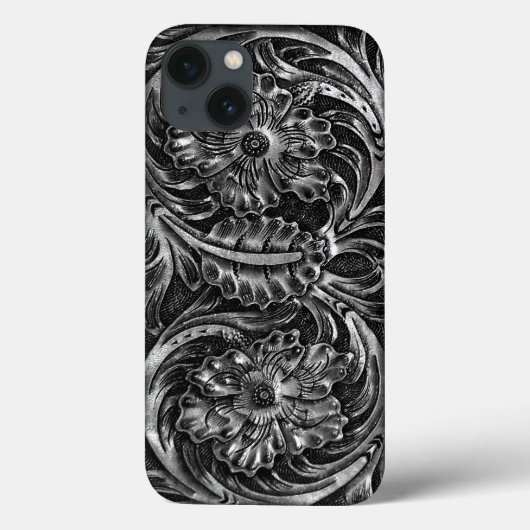 Exotische bewerkt lederen uitstraling | houtskool Case-Mate iPhone case (Achterkant)