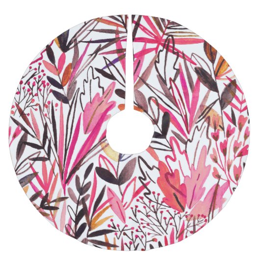 Exotische bladeren bloemen regenwoud patroon kerstboom rok (Voorkant)