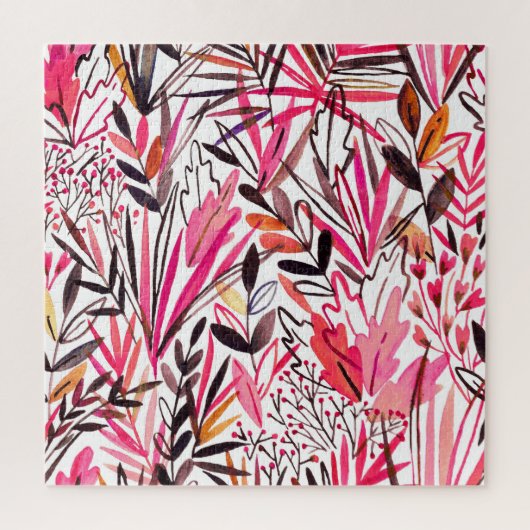 Exotische bladeren bloemen regenwoud patroon legpuzzel (Verticaal)