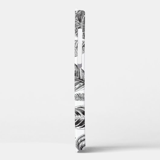 Exotische bladeren,  bloemenzwart en wit. Case-Mate iPhone case (Achterkant / Links)