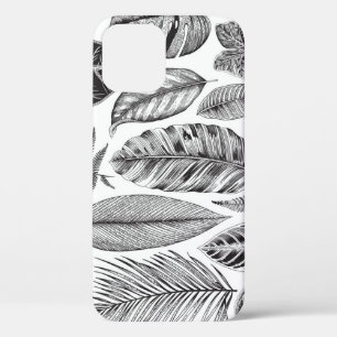 Exotische bladeren,  bloemenzwart en wit. Case-Mate iPhone case