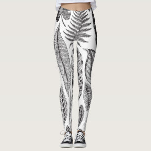 Exotische bladeren,  bloemenzwart en wit. leggings