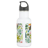 Exotische bladeren en vogels waterfles  (Achterkant)