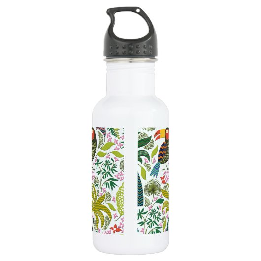 Exotische bladeren en vogels waterfles (Achterkant)