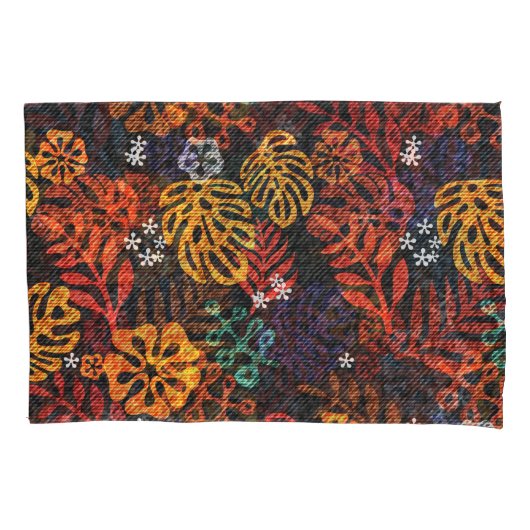 Exotische bladeren op denim, naadloze print. kussensloop (Voorkant)