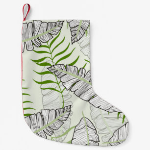 Exotische bladeren op een groene achtergrond. Trop Kleine Kerstsok