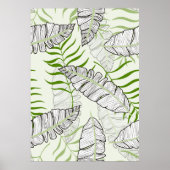 Exotische bladeren op een groene achtergrond. Trop Poster (Voorkant)