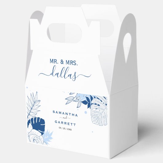 Exotische bladeren witte achtergrond gunst doos bedankdoosjes (Geopend)