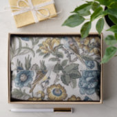 Exotische blauwe en goudbloemen en vogels tissuepapier (Geschenk)