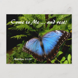 Exotische blauwe vlinder b) briefkaart