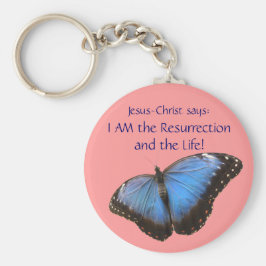 Exotische blauwe vlinder sleutelhanger