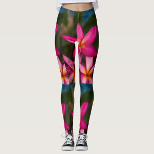 Exotische bloem achtergrond plumeria uitnodiging leggings