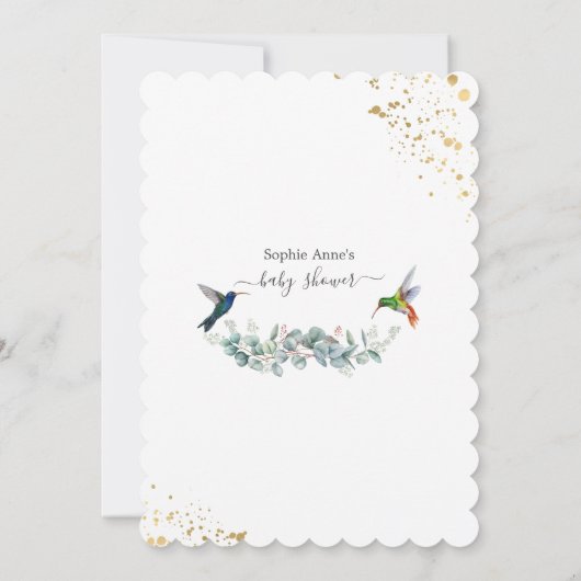 Exotische Bloem Kolibrie Virtuele Baby Shower Kaart (Achterkant)