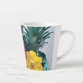 Exotische Bloem met Echte Ananas accent Latte Mok (Rechts)