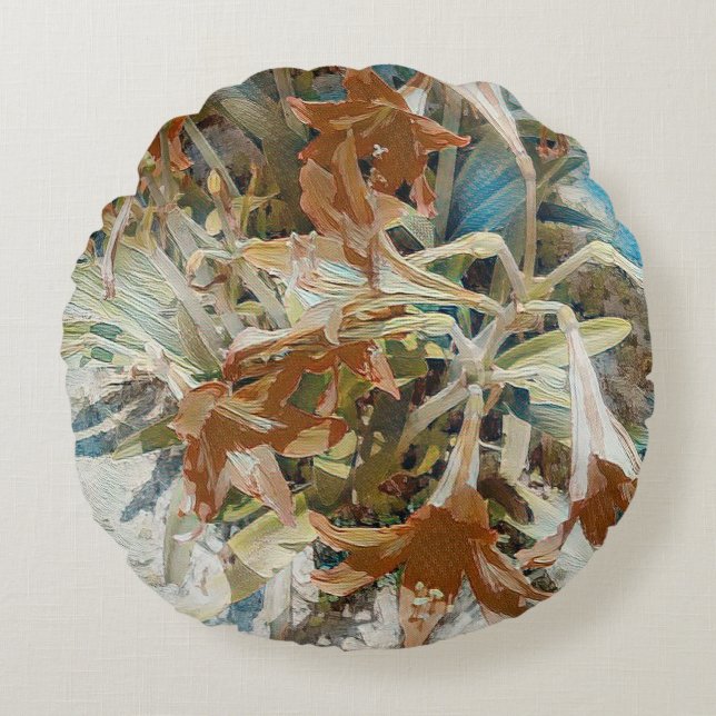 exotische bloem rond kussen (Voorkant)