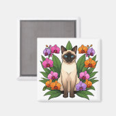 exotische bloem siamees kat magneet (Voorkant / Achterkant)