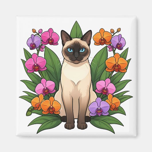 exotische bloem siamees kat magneet (Voorkant)