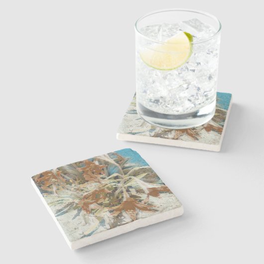 exotische bloem stenen onderzetter (Zijkant)