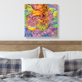 Exotische bloem van het leven canvas afdruk (Insitu (Slaapkamer))