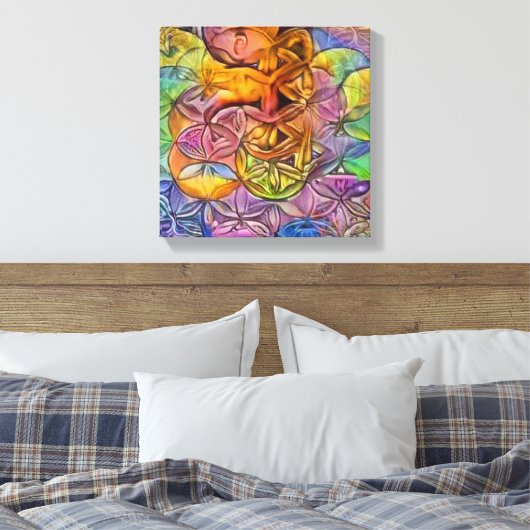 Exotische bloem van het leven canvas afdruk (Insitu (Slaapkamer))