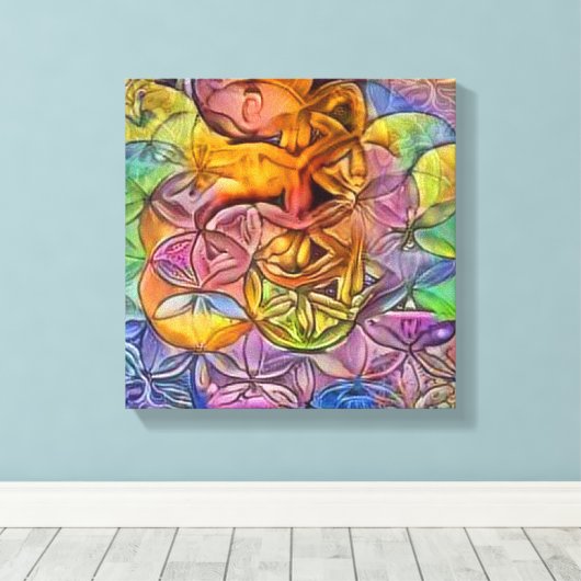 Exotische bloem van het leven canvas afdruk (Insitu (Houten vloer))