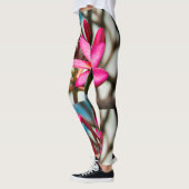 Exotische bloemachtergrond-plumerie-bloemen leggings (Links)