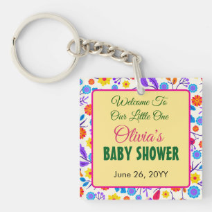 Exotische Bloemen Baby Shower Sjabloon-23146 Sleutelhanger