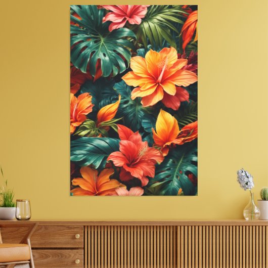 Exotische bloemen canvas afdruk (Insitu (Woonkamer))