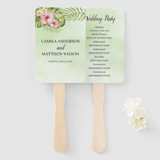 Exotische bloemen en bladeren handwaaier (Voorkant en achterkant)