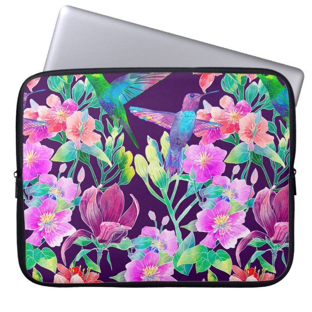 Exotische bloemen en vogels laptop sleeve (Voorkant)