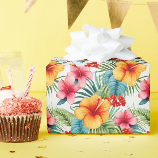 Exotische bloemen Hawaï Cadeaupapier (Verjaardagsfeest)