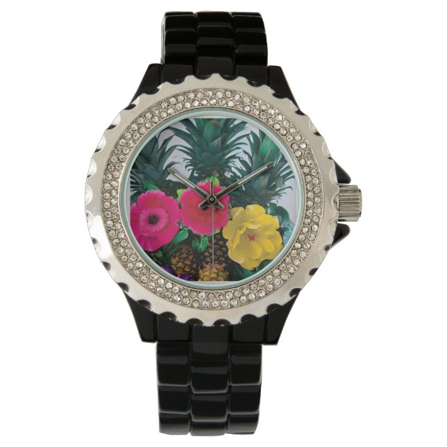 Exotische Bloemen Horloge (Voorkant)