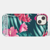 Exotische Bloemen Monogram Roze iPhone Hoesje (Achterkant horizontaal)