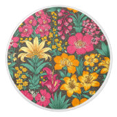 Exotische bloemen, tropisch Oerwoud, Morris Floral Keramische Knop (Voorkant)