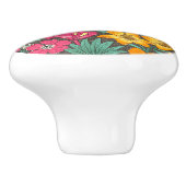 Exotische bloemen, tropisch Oerwoud, Morris Floral Keramische Knop (Zijkant)