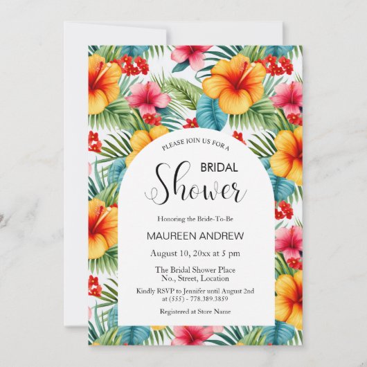 Exotische bloemen tropische bladeren Vrijgezellenf Kaart (Voorkant)