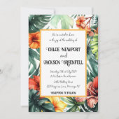 Exotische bloemen Tropische bruiloft Kaart (Voorkant)