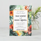 Exotische bloemen Tropische bruiloft Kaart (Staand voorkant)