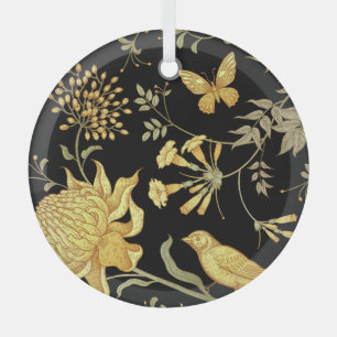 Exotische Bloemen Vogels Patroon Glas Ornament