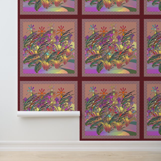exotische bloementuin behang (Applicatie)